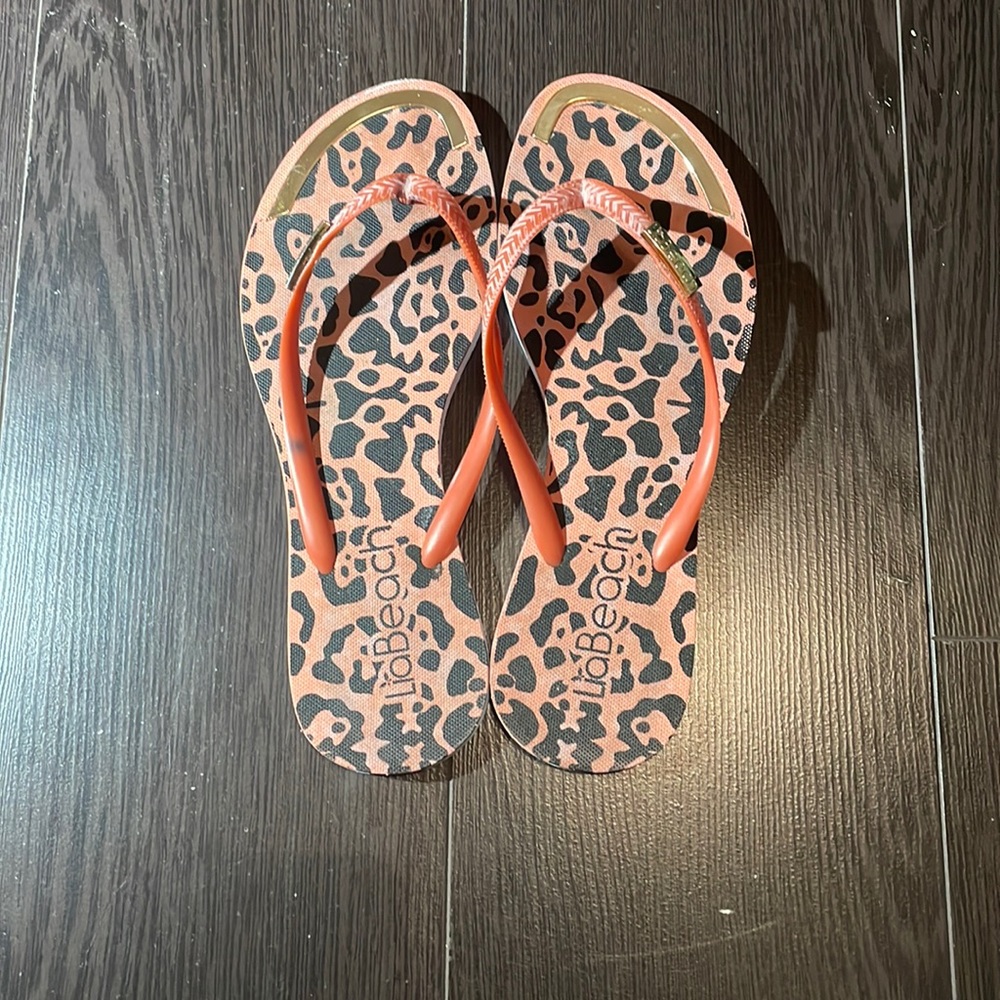 Cheetah print flip flops